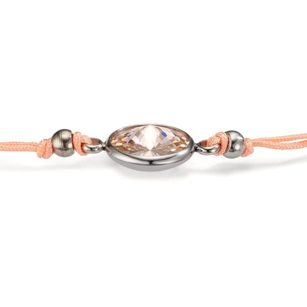 Armband Edelstahl, Textil Zirkonia apricot verstellbar