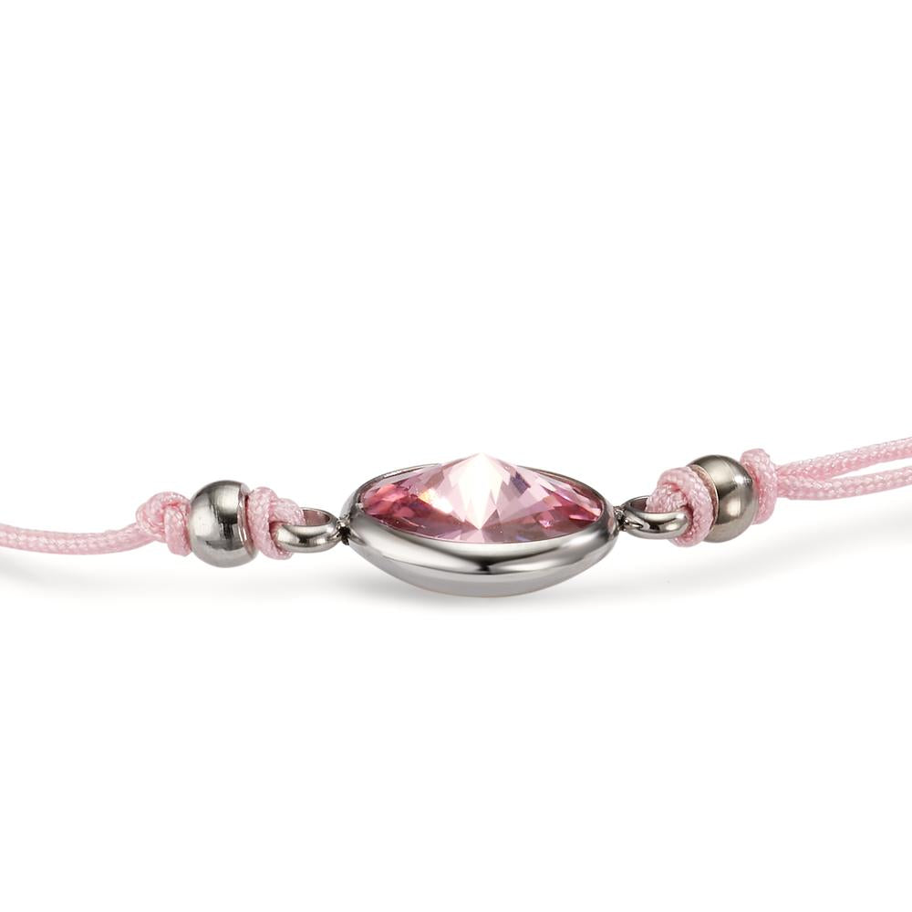 Armband Edelstahl, Textil Zirkonia rosa verstellbar