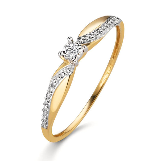 Solitär Ring 750/18 K Gelbgold Diamant 0.02 ct, w-si