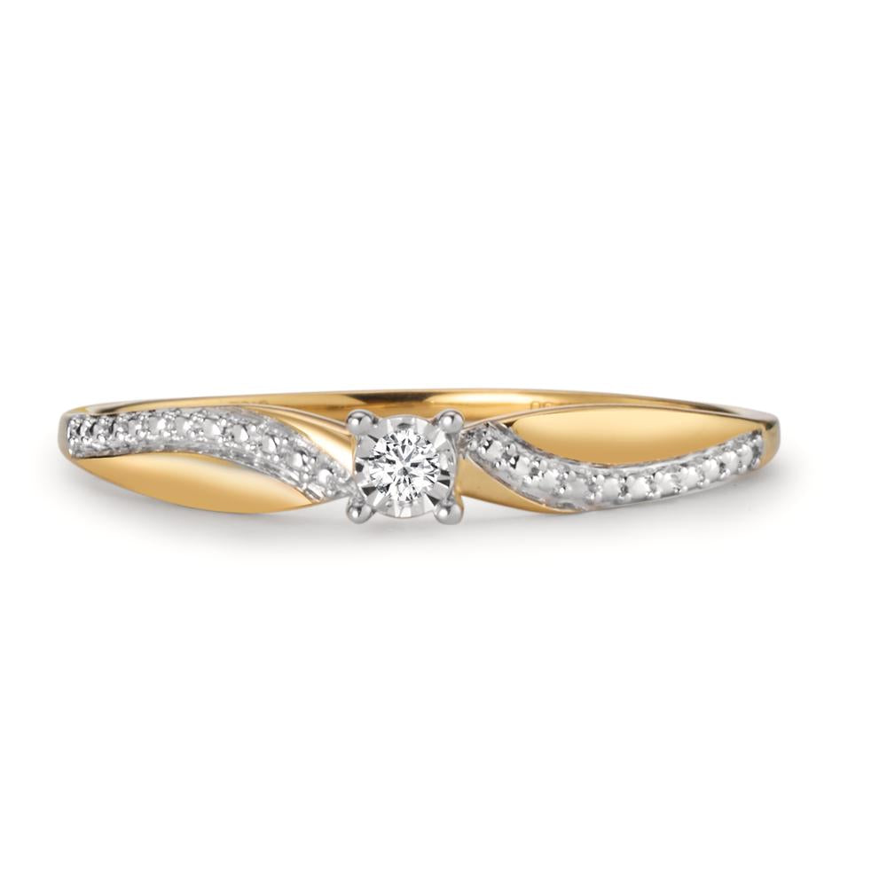 Solitär Ring 750/18 K Gelbgold Diamant 0.02 ct, w-si