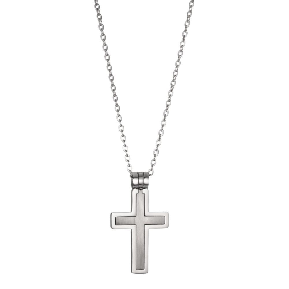 Collier Edelstahl Kreuz verstellbar