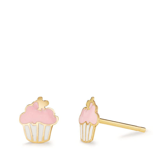 Ohrstecker 375/9 K Gelbgold lackiert Ø6 mm Cupcake