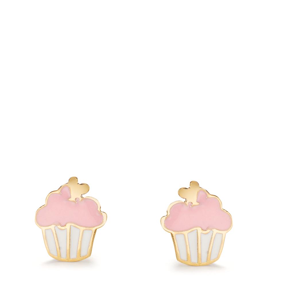 Ohrstecker 375/9 K Gelbgold lackiert Ø6 mm Cupcake