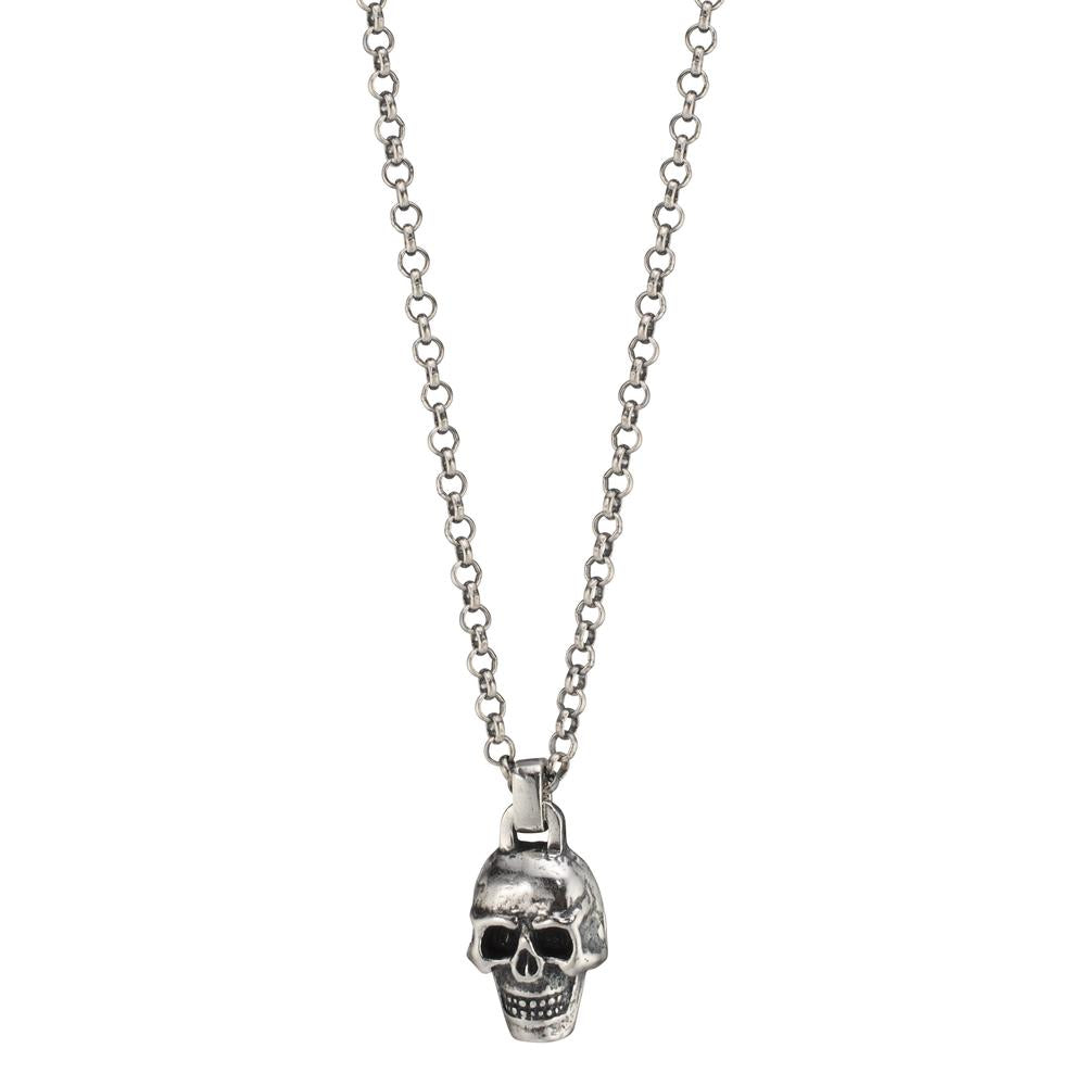 Collier Silber patiniert Totenkopf 50 cm