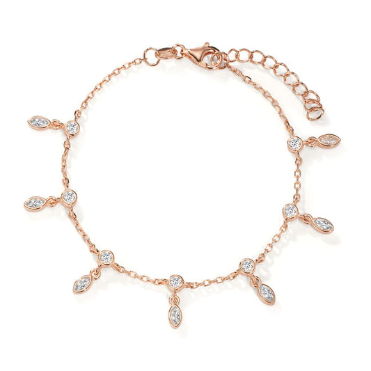 Armband Silber Zirkonia 14 Steine rosé vergoldet verstellbar