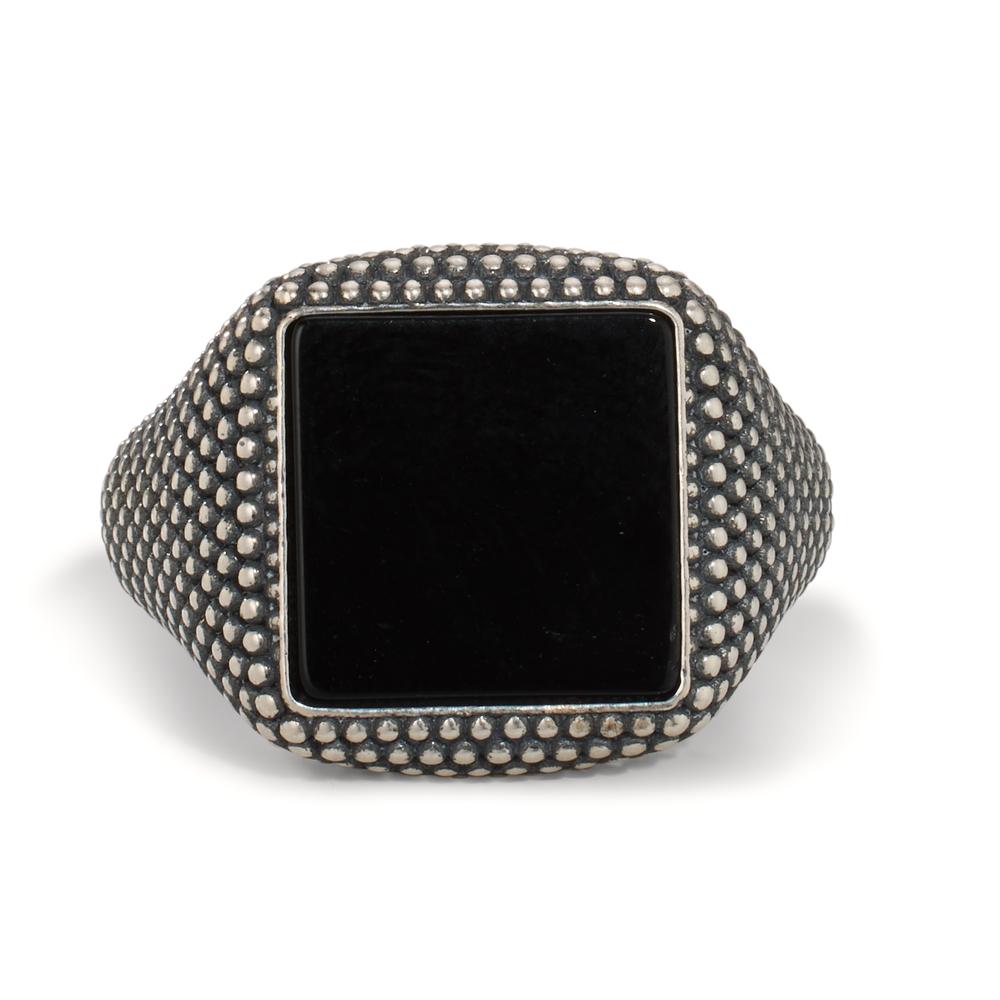 Fingerring Silber Onyx patiniert