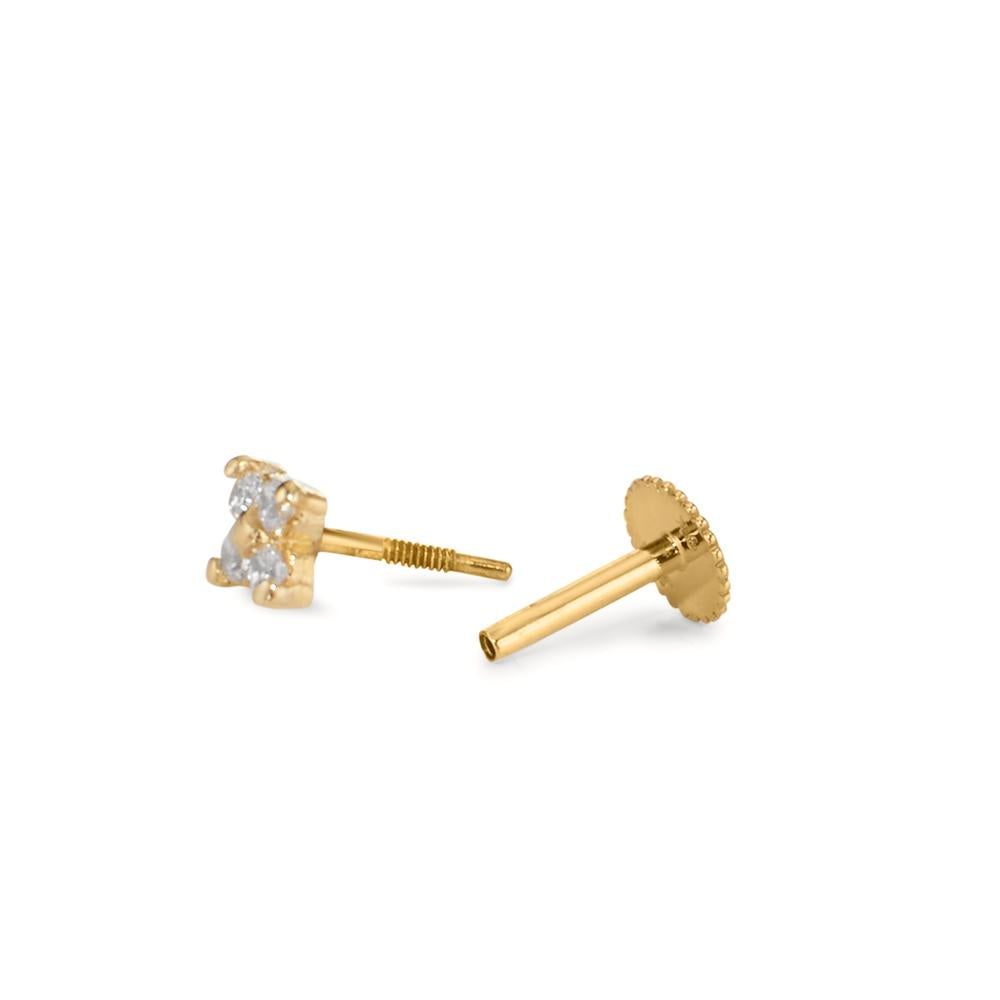 Piercing 375/9 K Gelbgold Zirkonia 4 Steine Ø2.7 mm