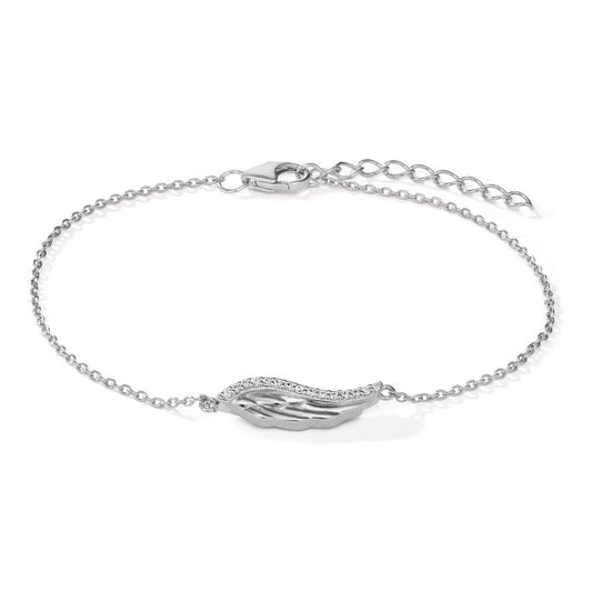 Armband Silber Zirkonia 15 Steine rhodiniert Flügel 17-20 cm verstellbar