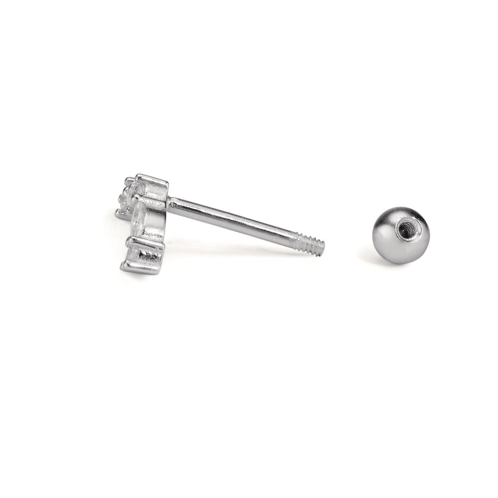 Piercing Silber Zirkonia 5 Steine rhodiniert