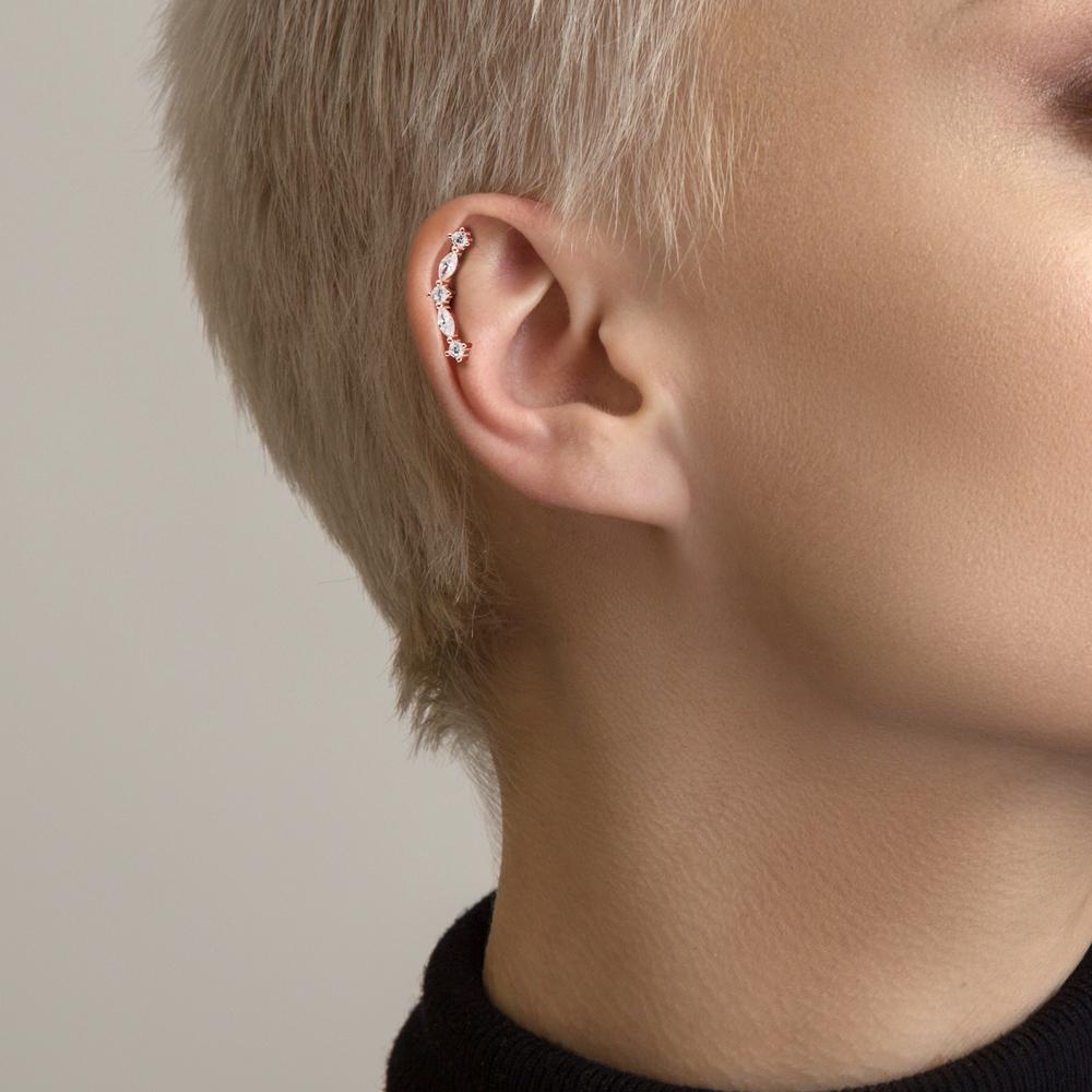 Piercing Silber Zirkonia 5 Steine rosé vergoldet