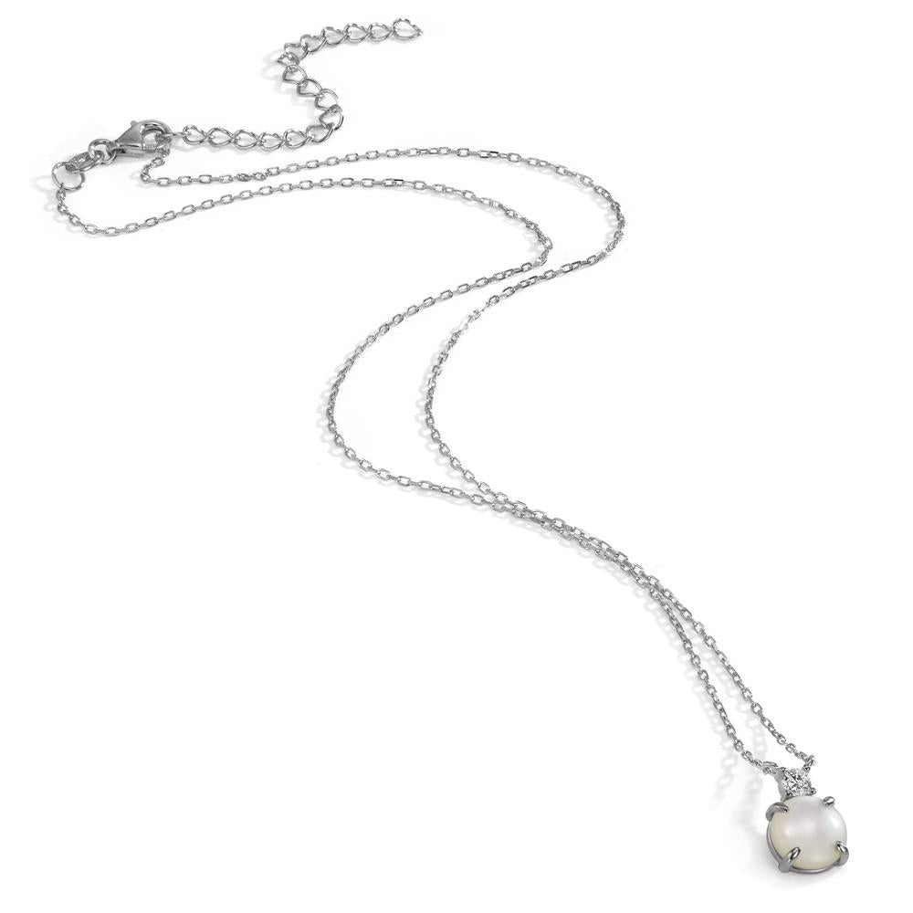 Collier Silber Zirkonia rhodiniert Perlmutt 40-45 cm verstellbar