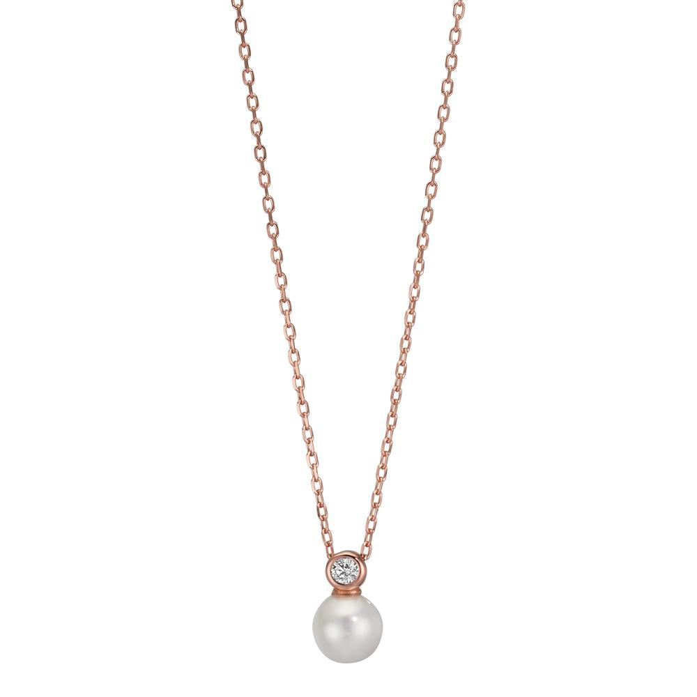 Collier Silber Zirkonia rosé vergoldet shining Pearls verstellbar