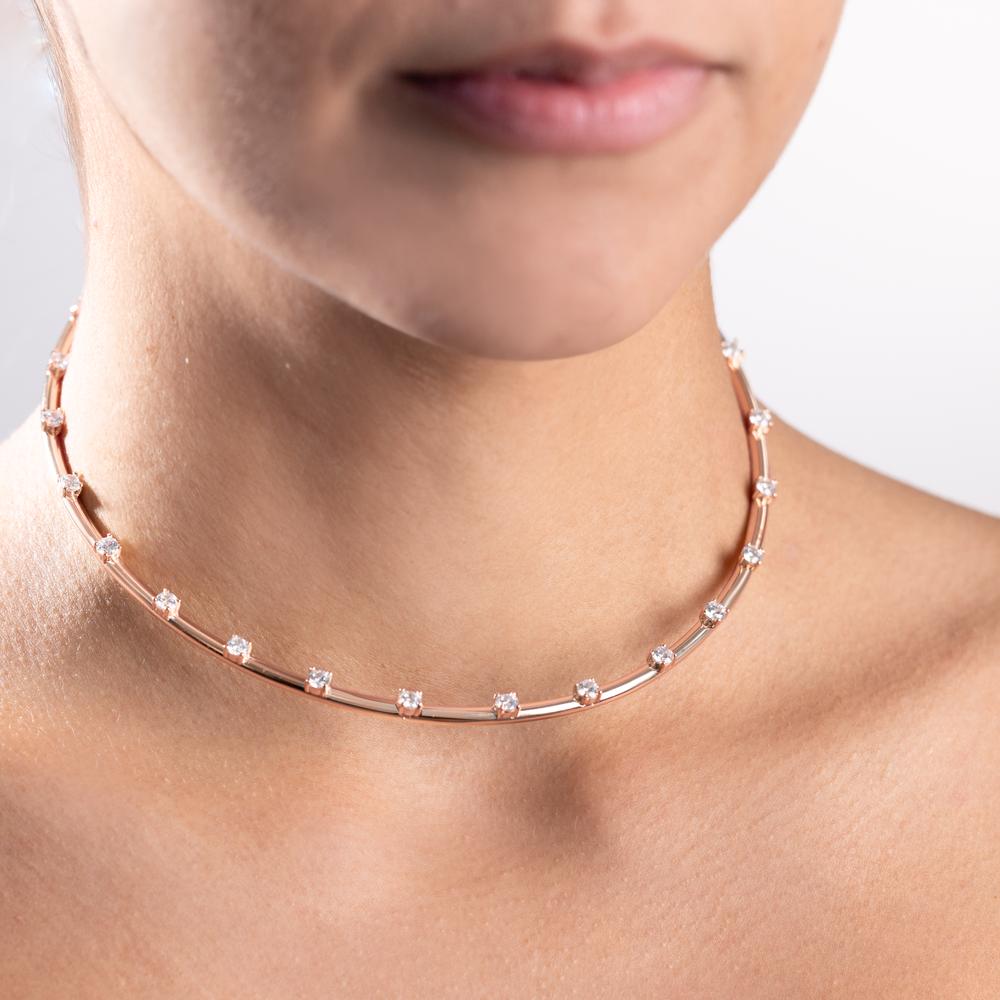 Collier Silber Zirkonia rosé vergoldet