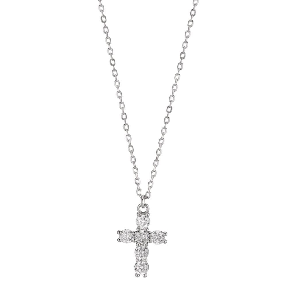 Collier Silber Zirkonia rhodiniert Kreuz 40-45 cm verstellbar