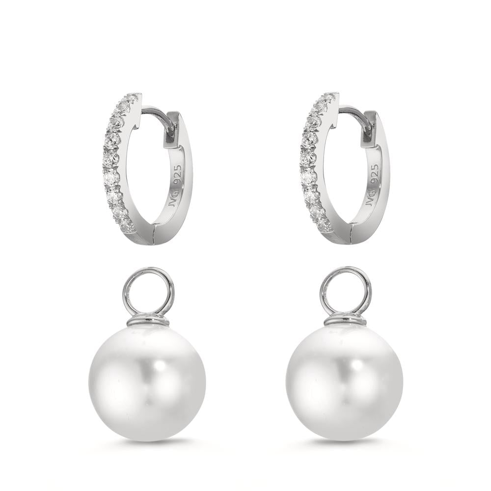 Klappcreolen Silber Zirkonia 18 Steine rhodiniert shining Pearls