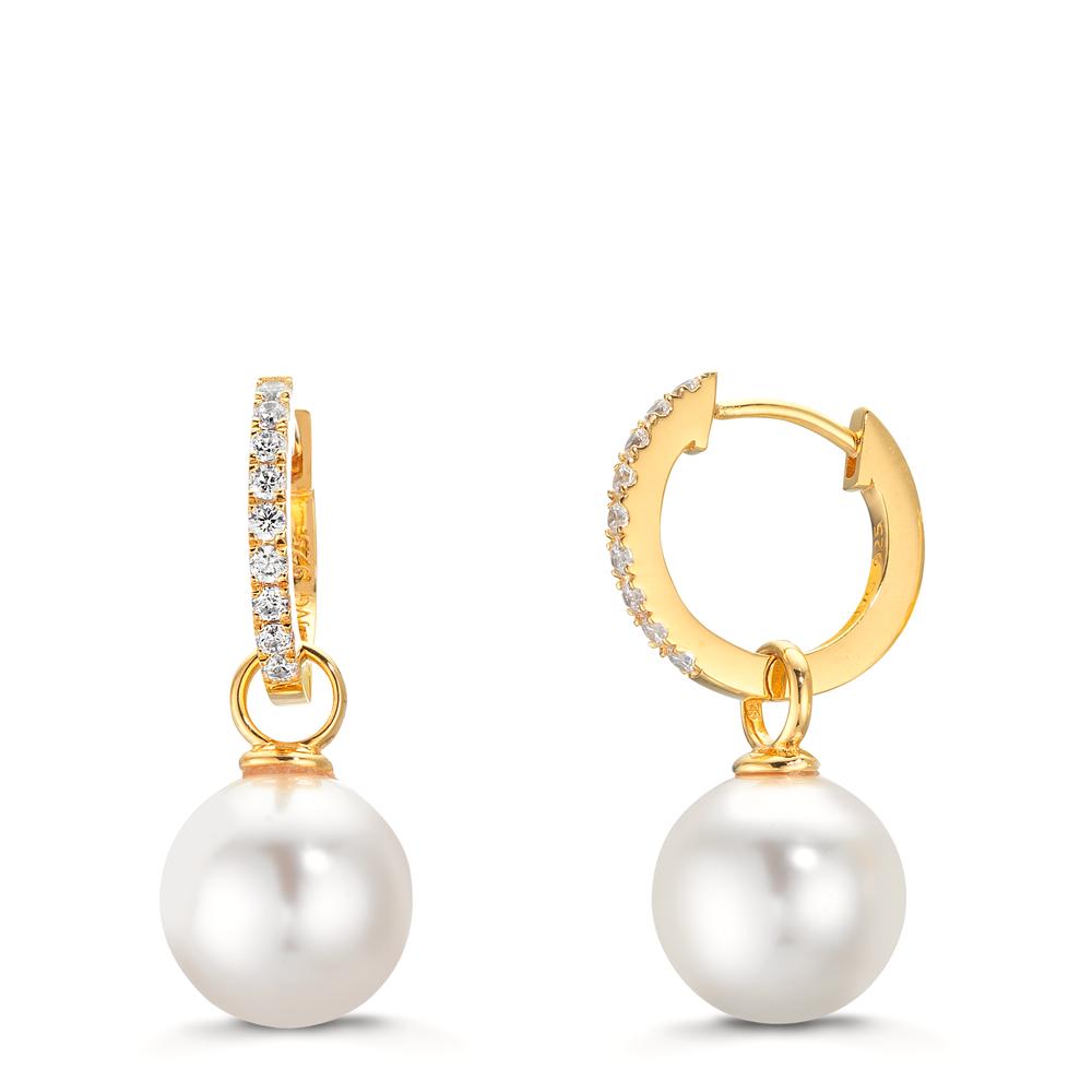 Klappcreolen Silber Zirkonia 18 Steine gelb vergoldet shining Pearls