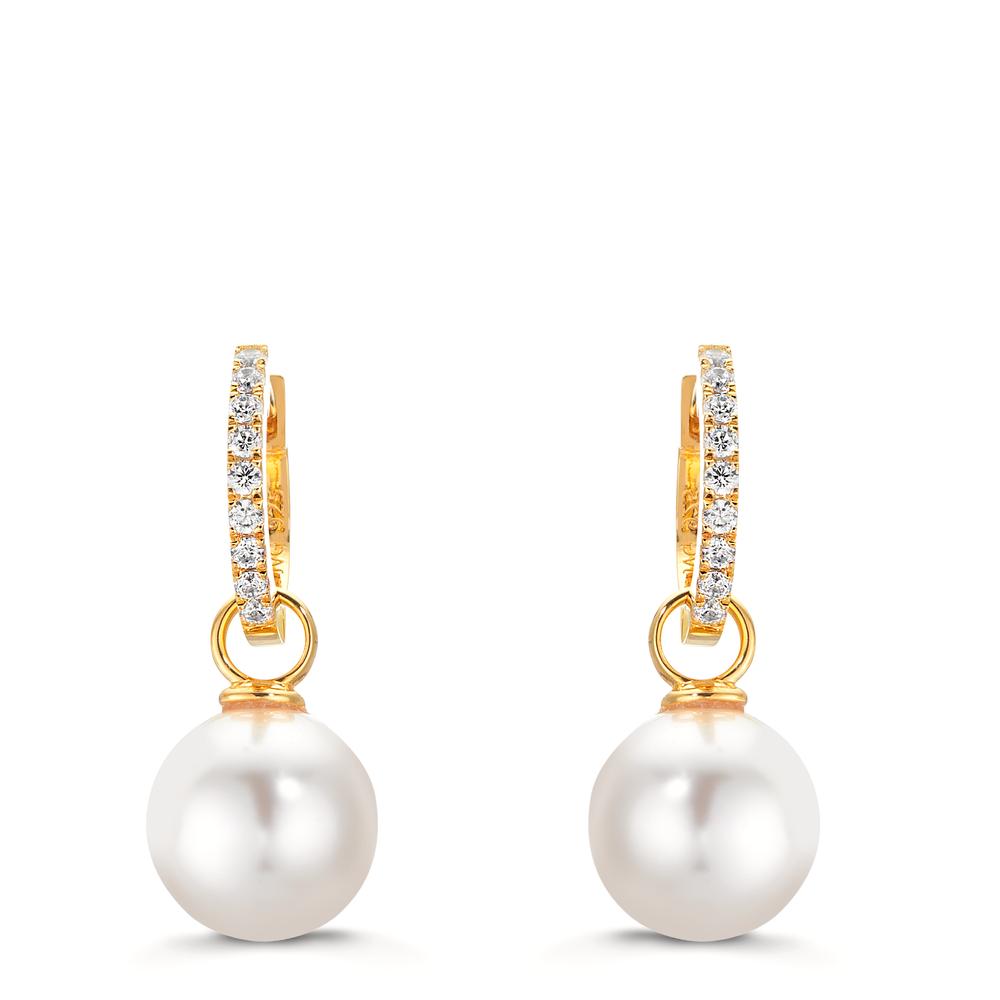 Klappcreolen Silber Zirkonia 18 Steine gelb vergoldet shining Pearls