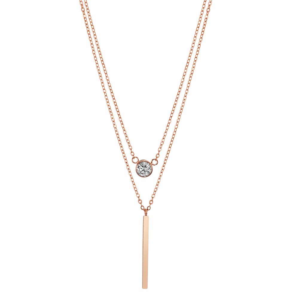 Collier Edelstahl Zirkonia rosé vergoldet 40-45 cm verstellbar