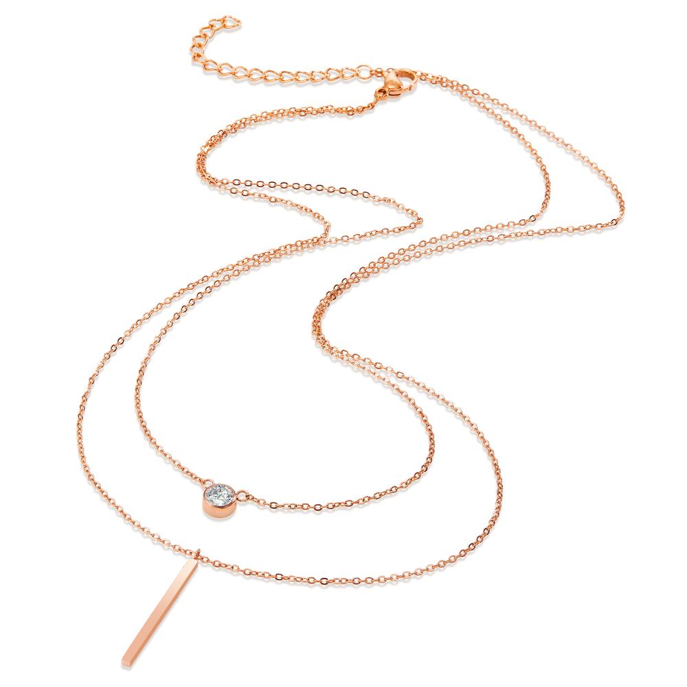 Collier Edelstahl Zirkonia rosé vergoldet 40-45 cm verstellbar